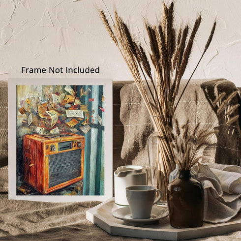 Posterizer-rustic modern art of classic boombox playing music -3-Musical Art Collection-Retro Art-Living Room Bedroom Decor- unframed wall art...